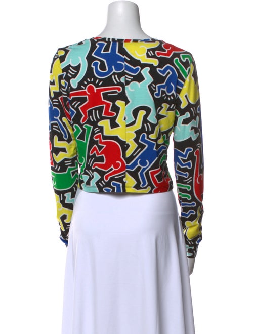 Keith Haring x Alice + Olivia Printed Bateau Neckline Crop Top