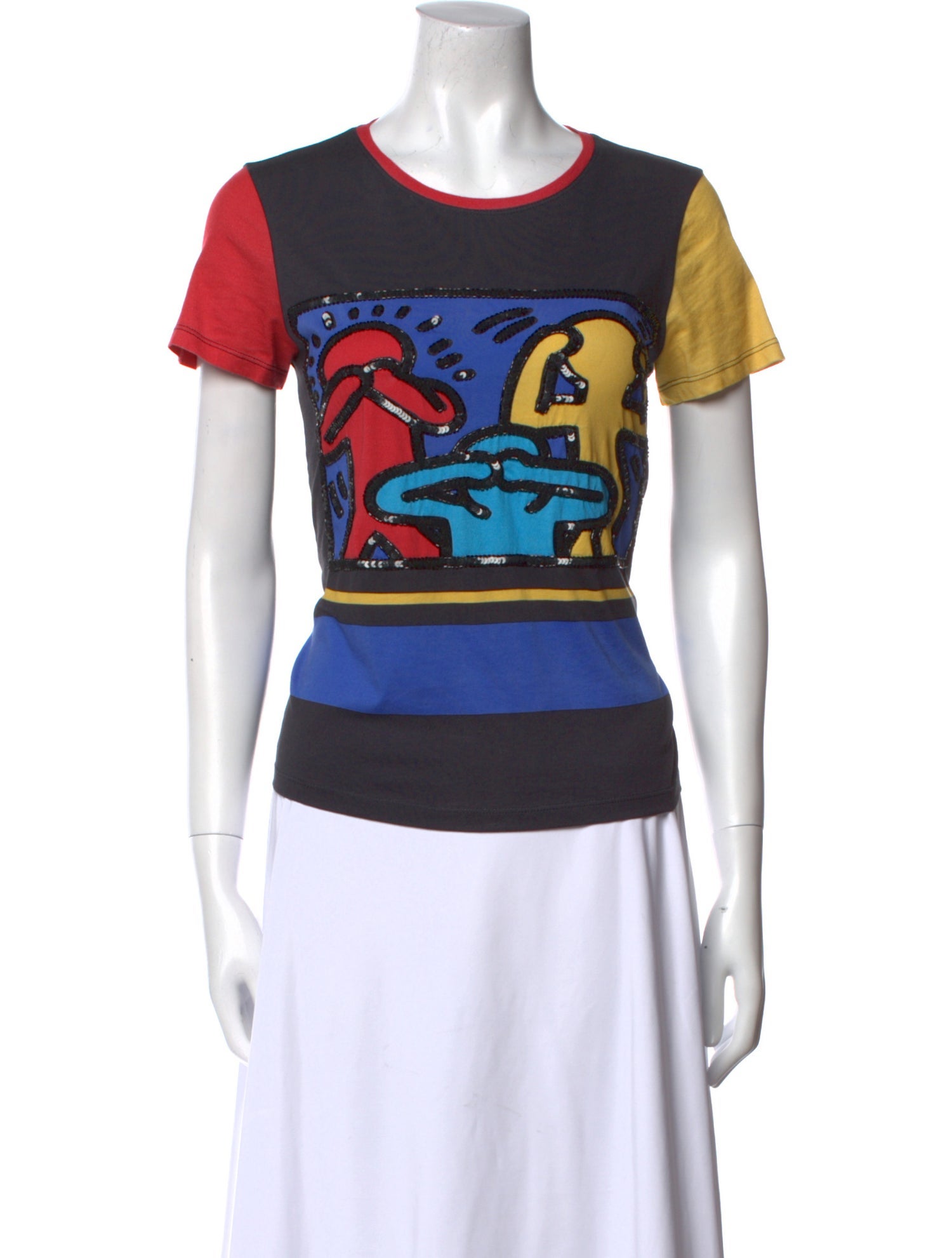 Keith Haring x Alice + Olivia Graphic Print Crew Neck T-Shirt