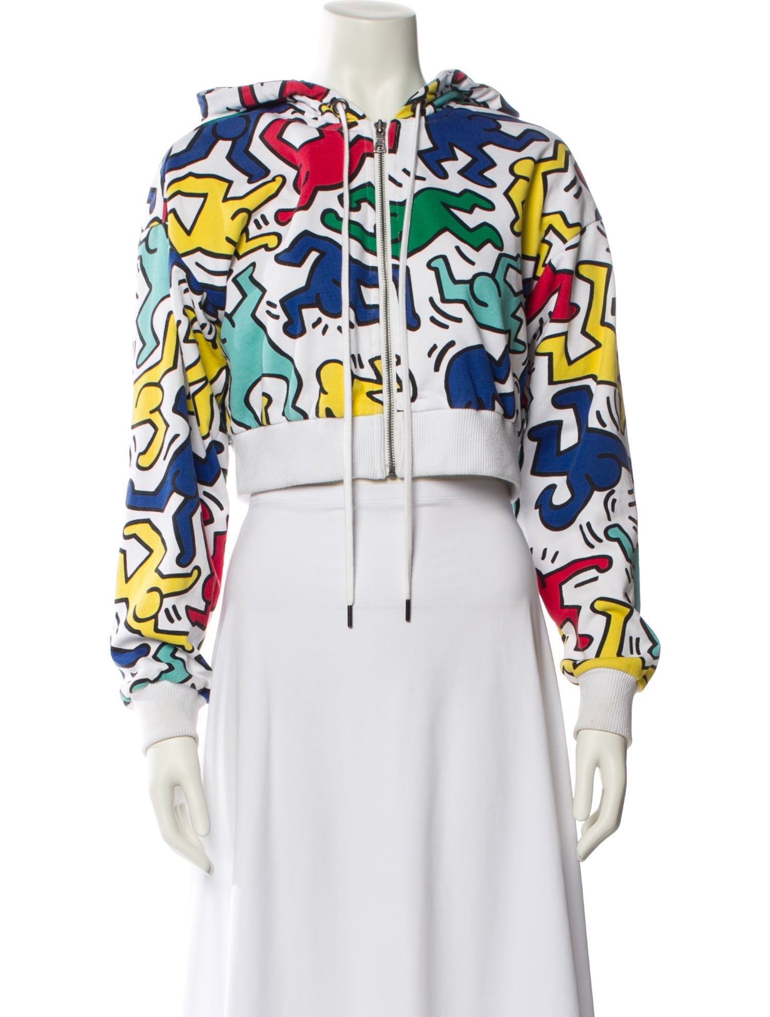 Keith Haring x Alice + Olivia Printed Crew Neck Crop Top