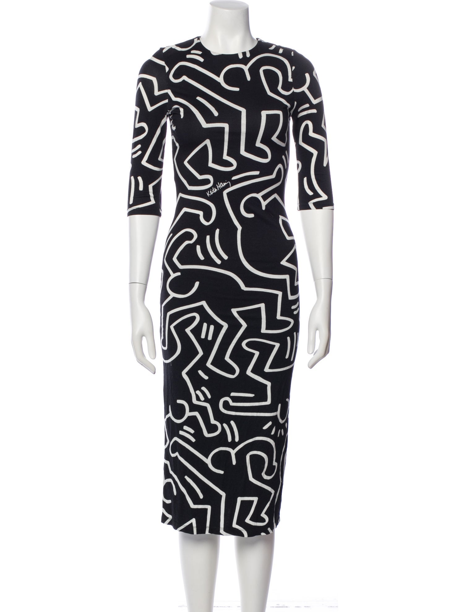 Keith Haring x Alice + Olivia Printed Midi Length Dress