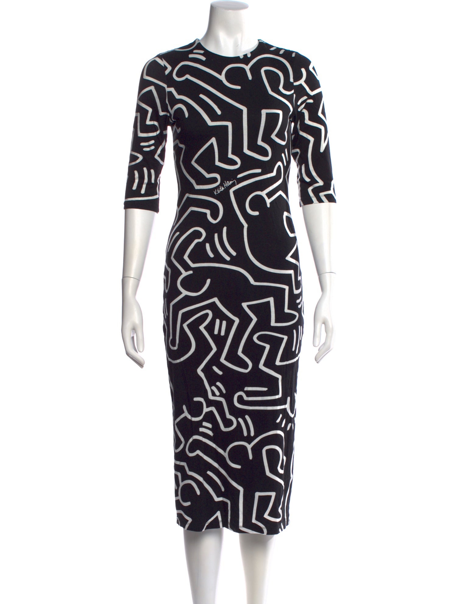 Keith Haring x Alice + Olivia Printed Midi Length Dress