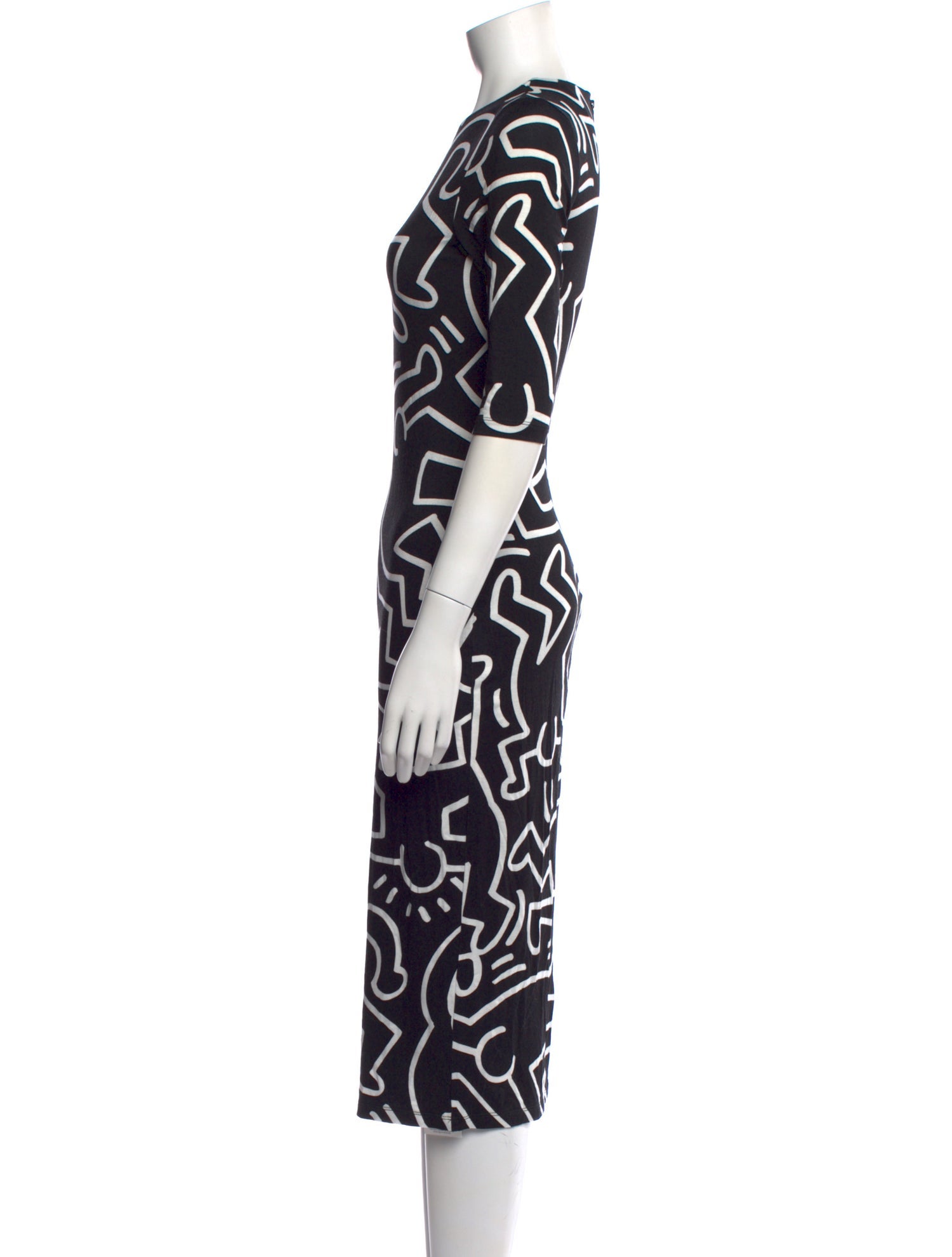 Keith Haring x Alice + Olivia Printed Midi Length Dress