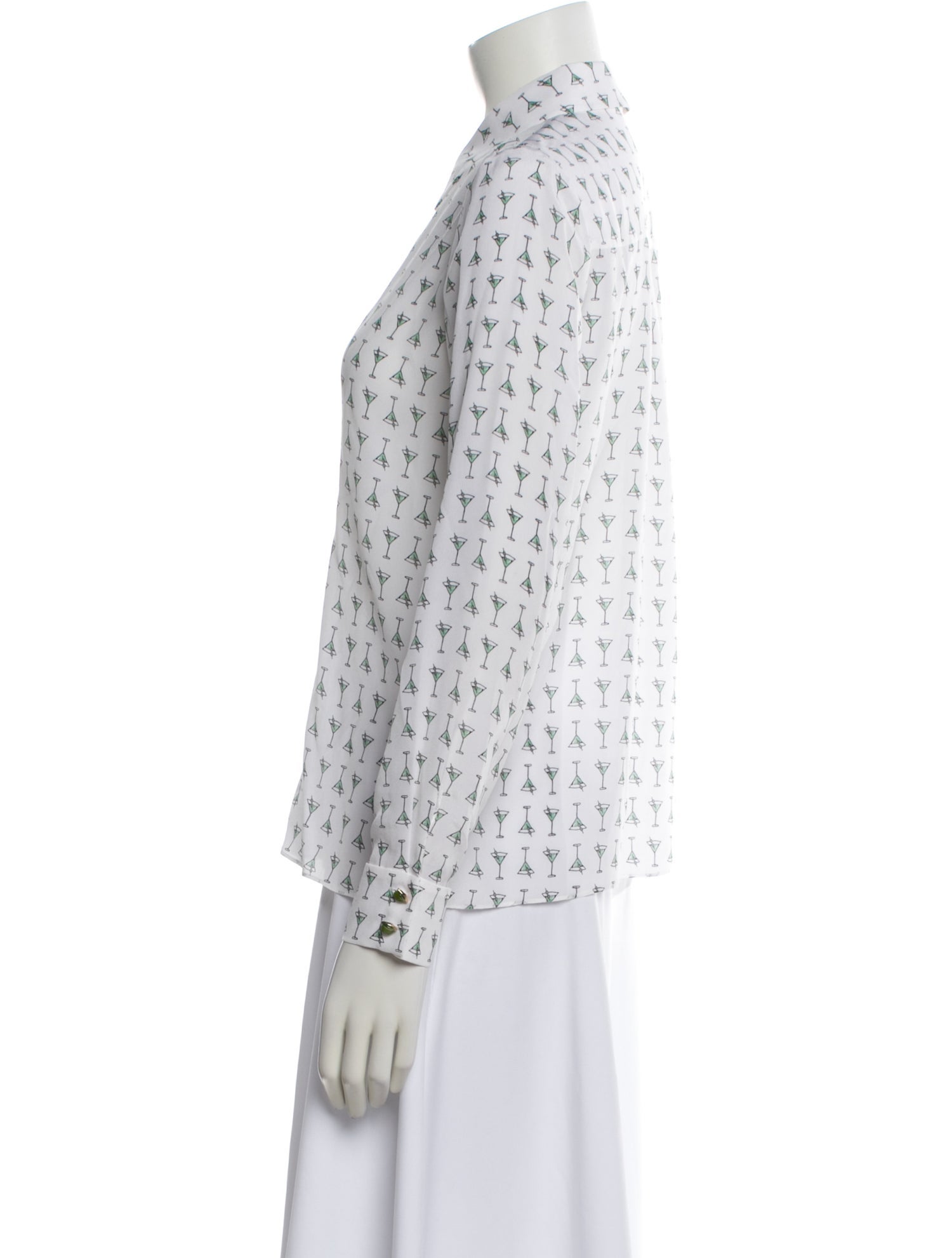 Keith Haring x Alice + Olivia Silk Printed Button-Up Top
