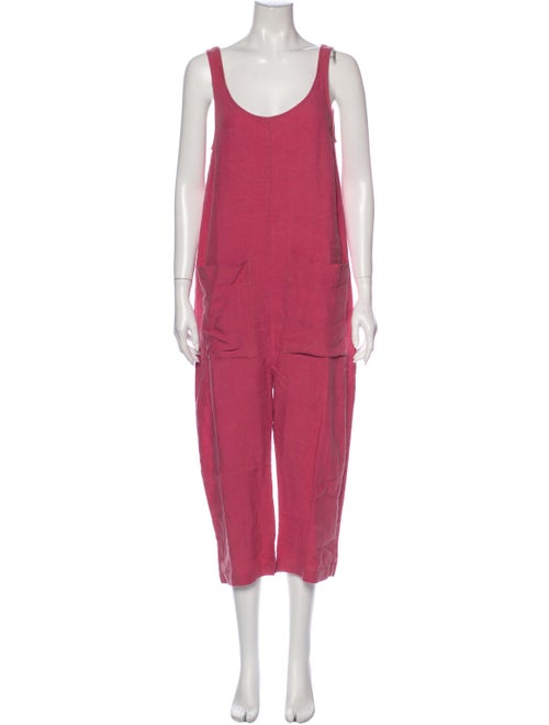 Ilana Kohn Linen Scoop Neck Jumpsuit Pink