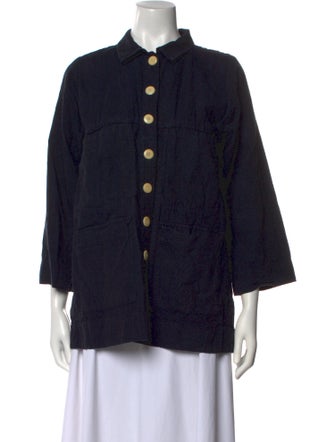 Ilana Kohn Printed Three-Quarter Sleeve Button-Up Top