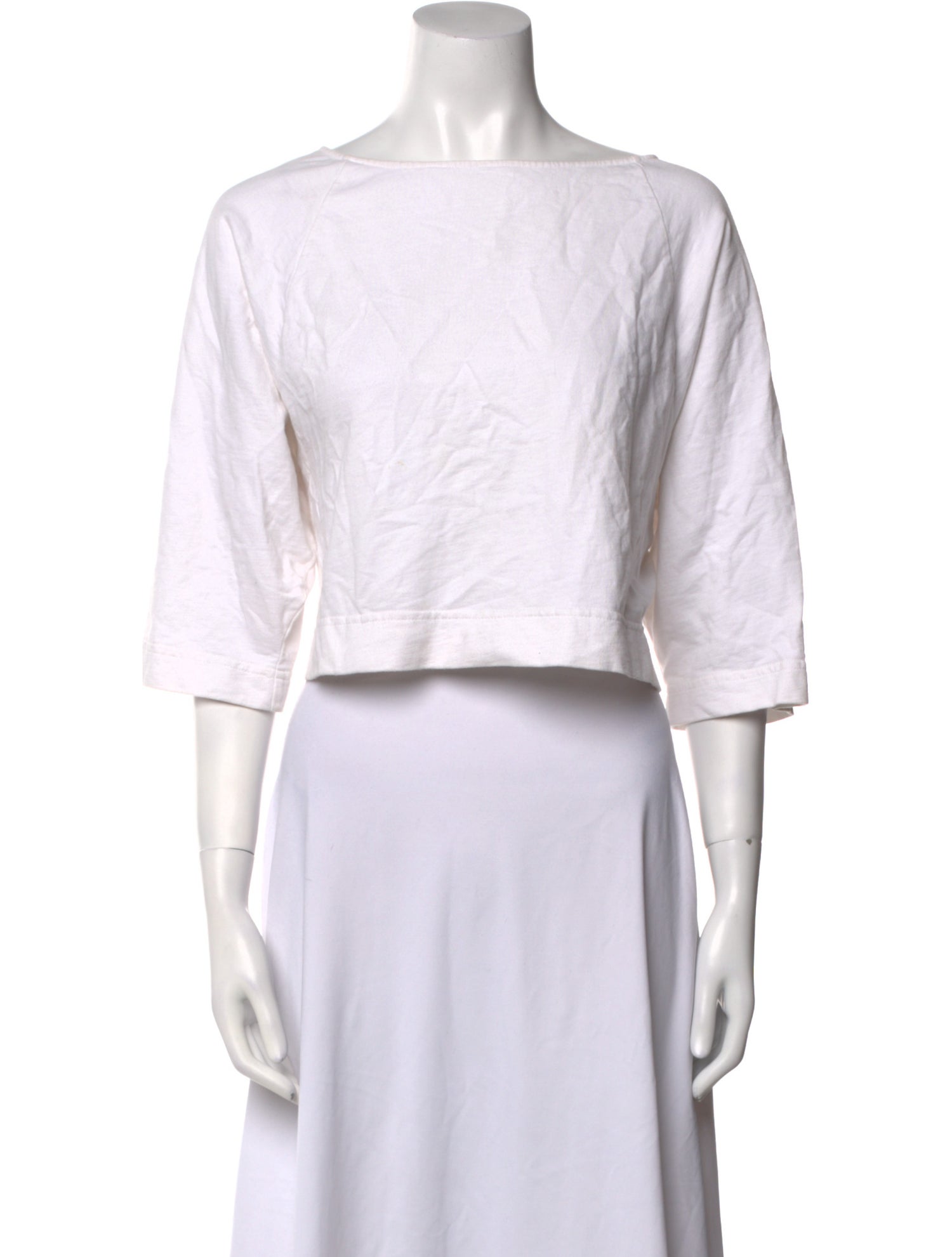 Ilana Kohn Bateau Neckline Three-Quarter Sleeve Crop Top