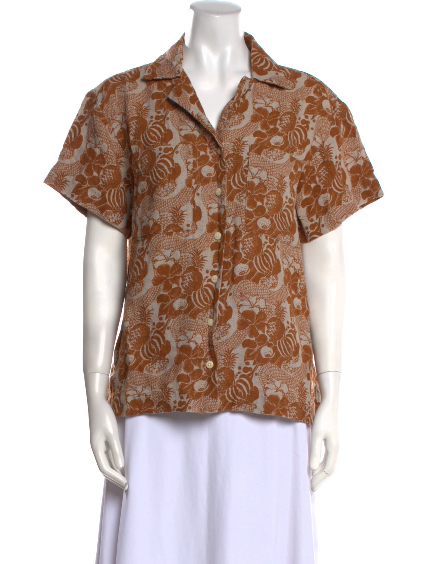 Ilana Kohn Linen Paisley Print Button-Up Top