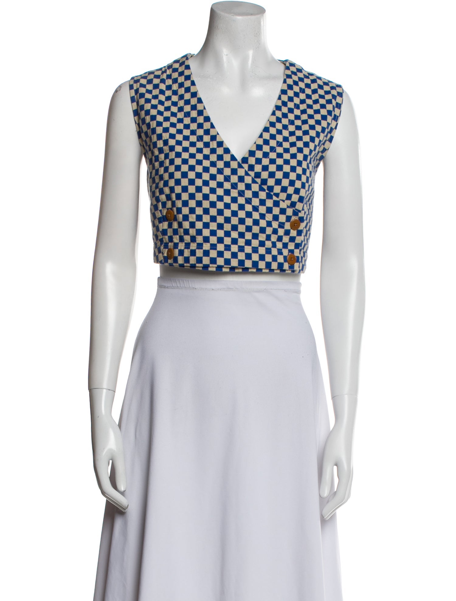 Ilana Kohn Printed V-Neck Crop Top