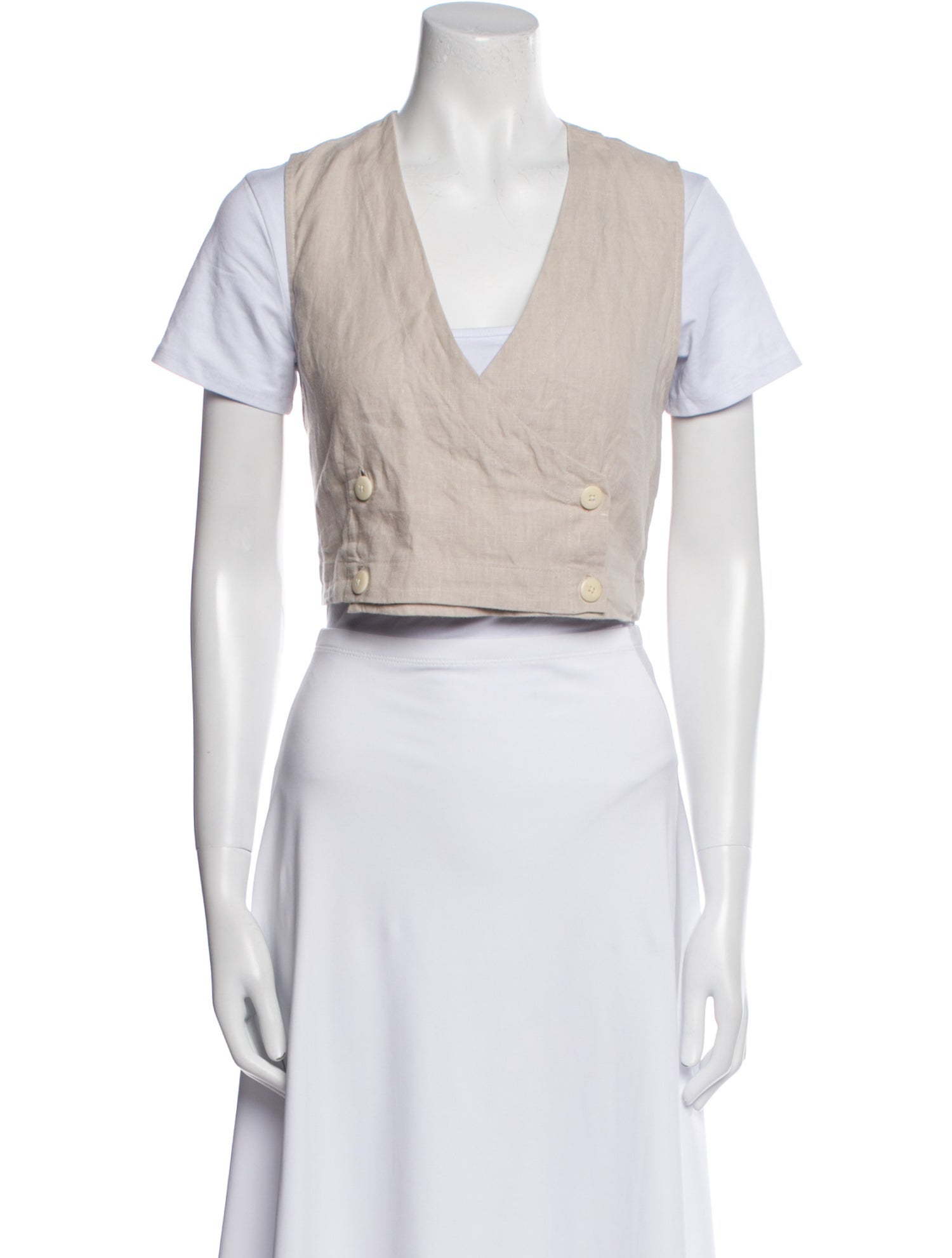 Ilana Kohn Linen V-Neck Crop Top