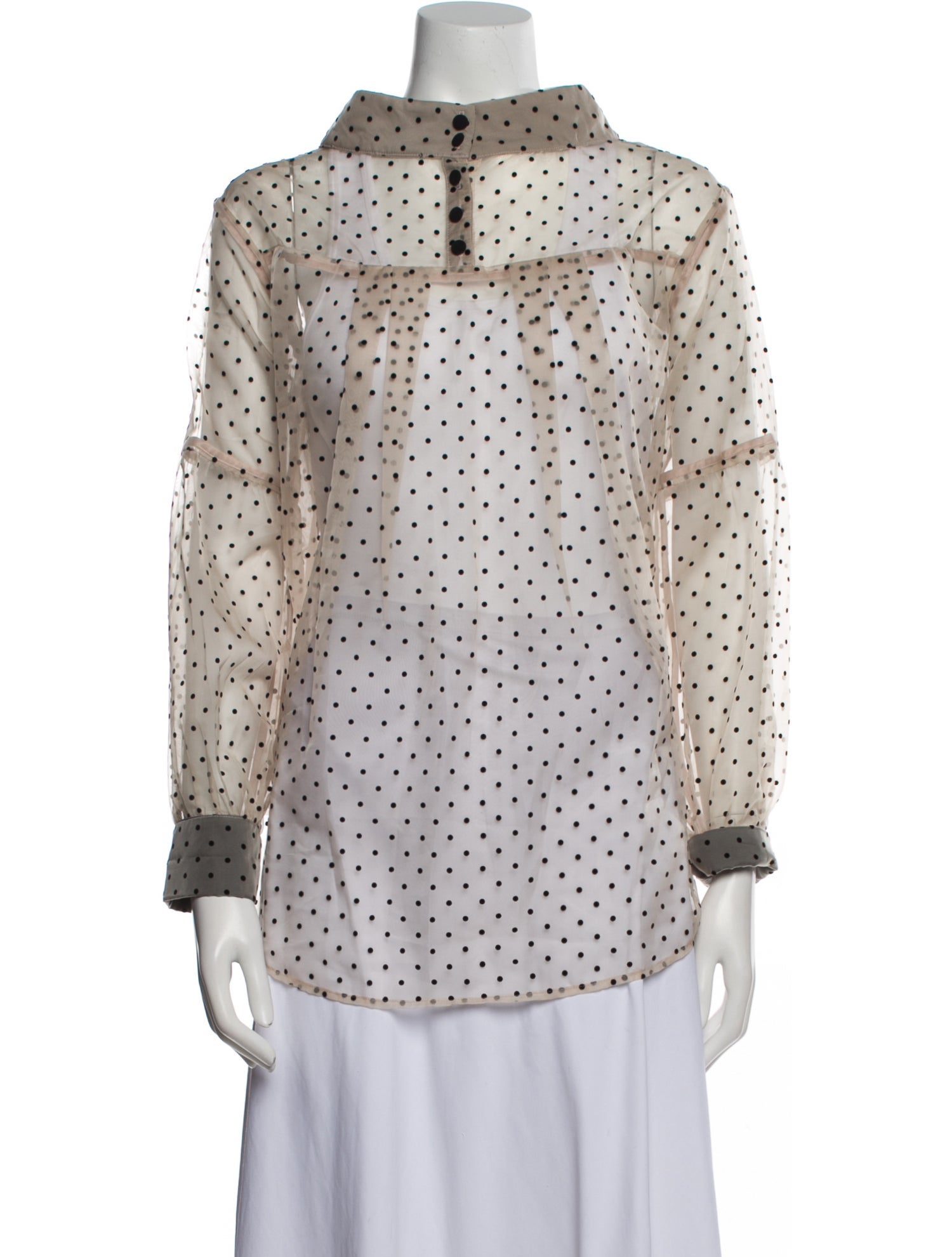 Katharine Kidd Polka Dot Print Mock Neck Blouse