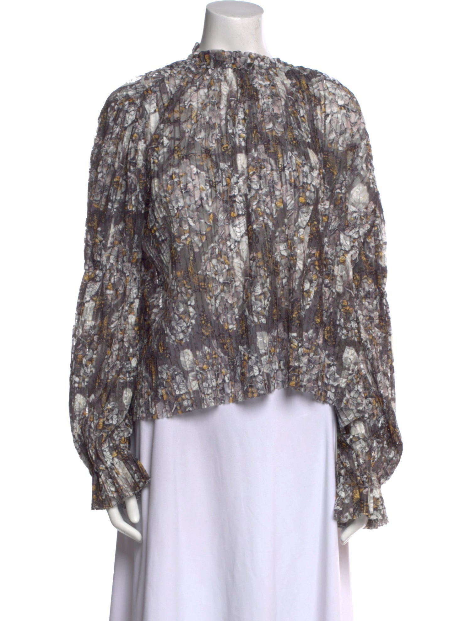 Katharine Kidd Floral Print Mock Neck Blouse