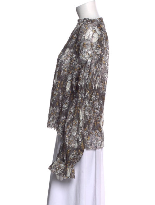 Katharine Kidd Floral Print Mock Neck Blouse