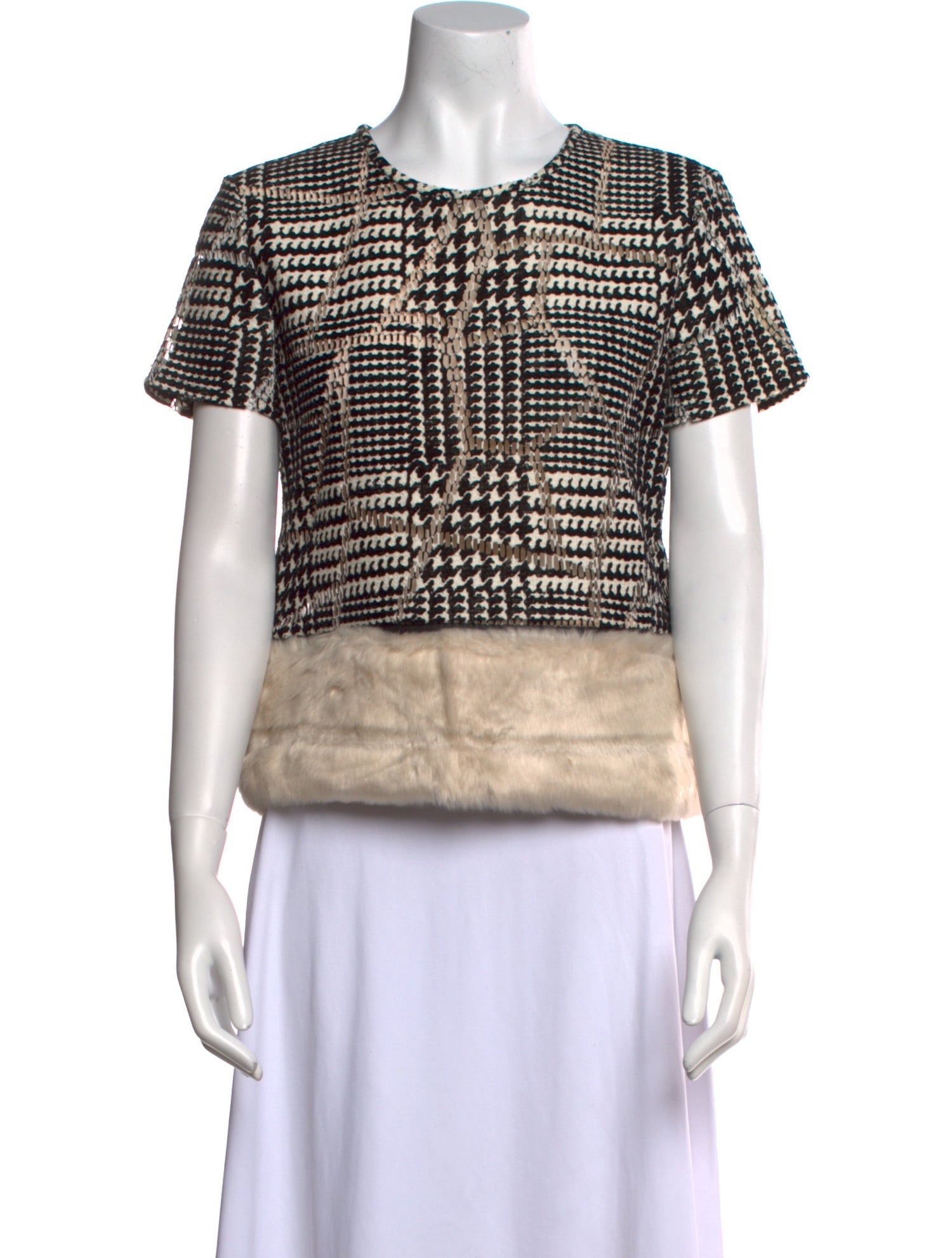 Katharine Kidd Houndstooth Print Crew Neck Top