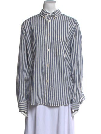A Kind of Guise Striped Mock Neck Button-Up Top