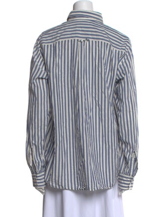 A Kind of Guise Striped Mock Neck Button-Up Top