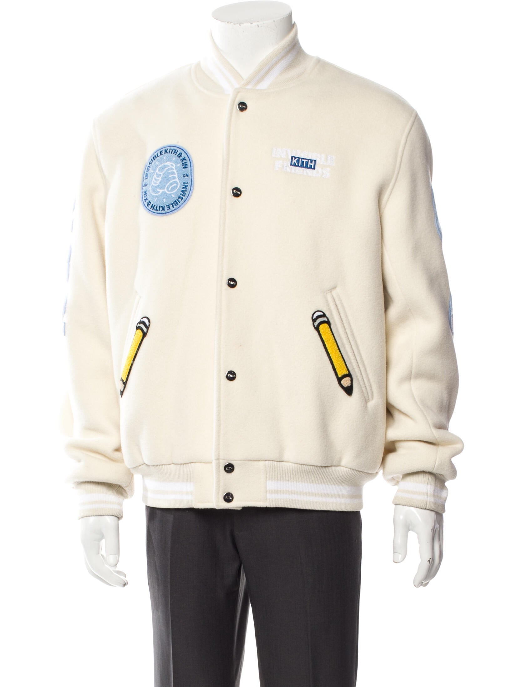 KITH x invisible friends ボンバー ジャケット Mサイズ KITH x Invisible Friends M - Wool Bomber Jacket, Light Blue | eBay