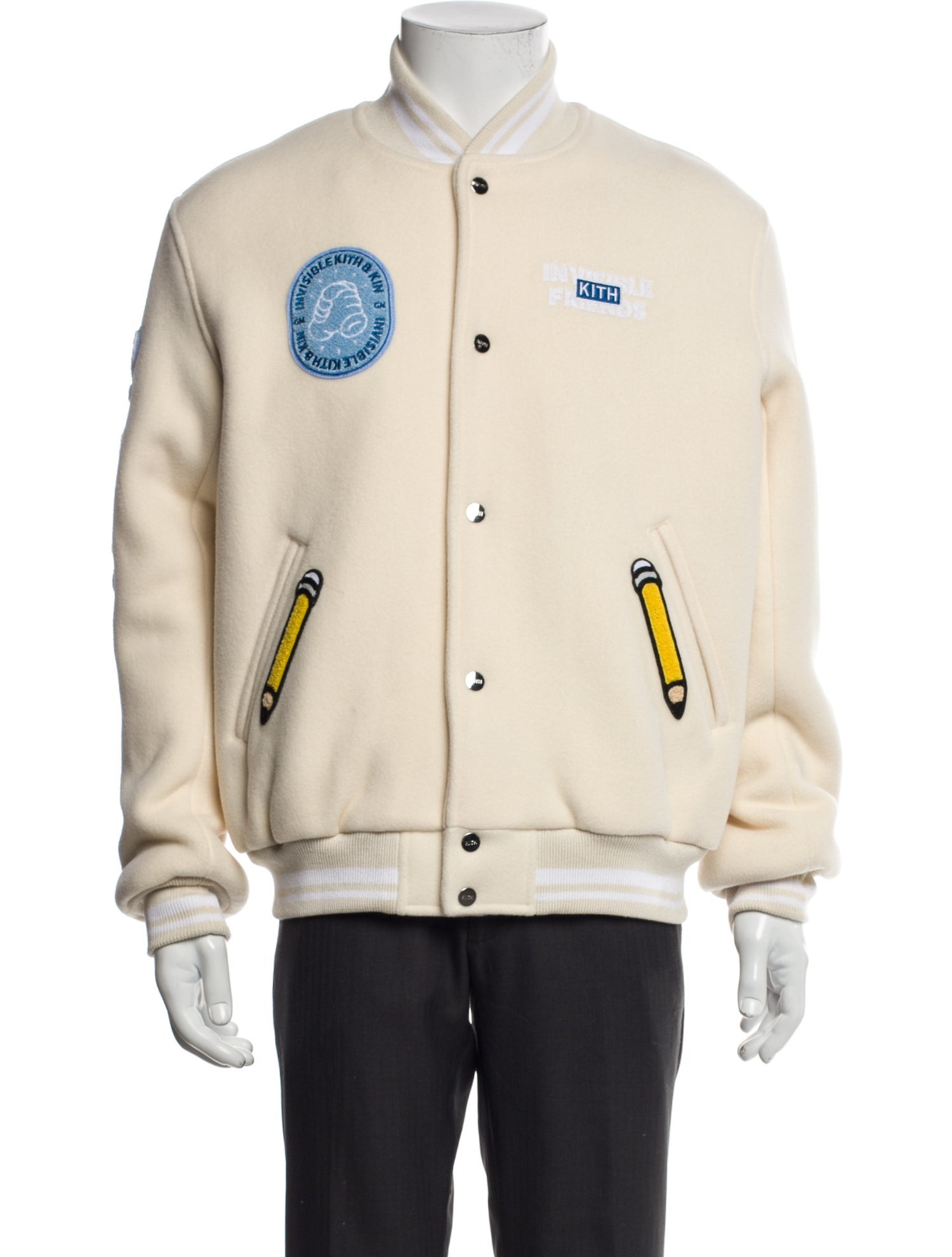 Kith x Invisible Friends Virgin Wool Graphic Print Varsity Jacket