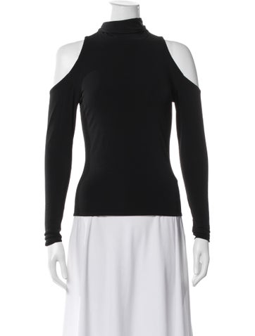Pre-owned Mimchik Mock Neck Long Sleeve Top In Black