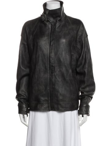 Pre-owned Mimchik Leather Biker Jacket W/ Tags In Grey