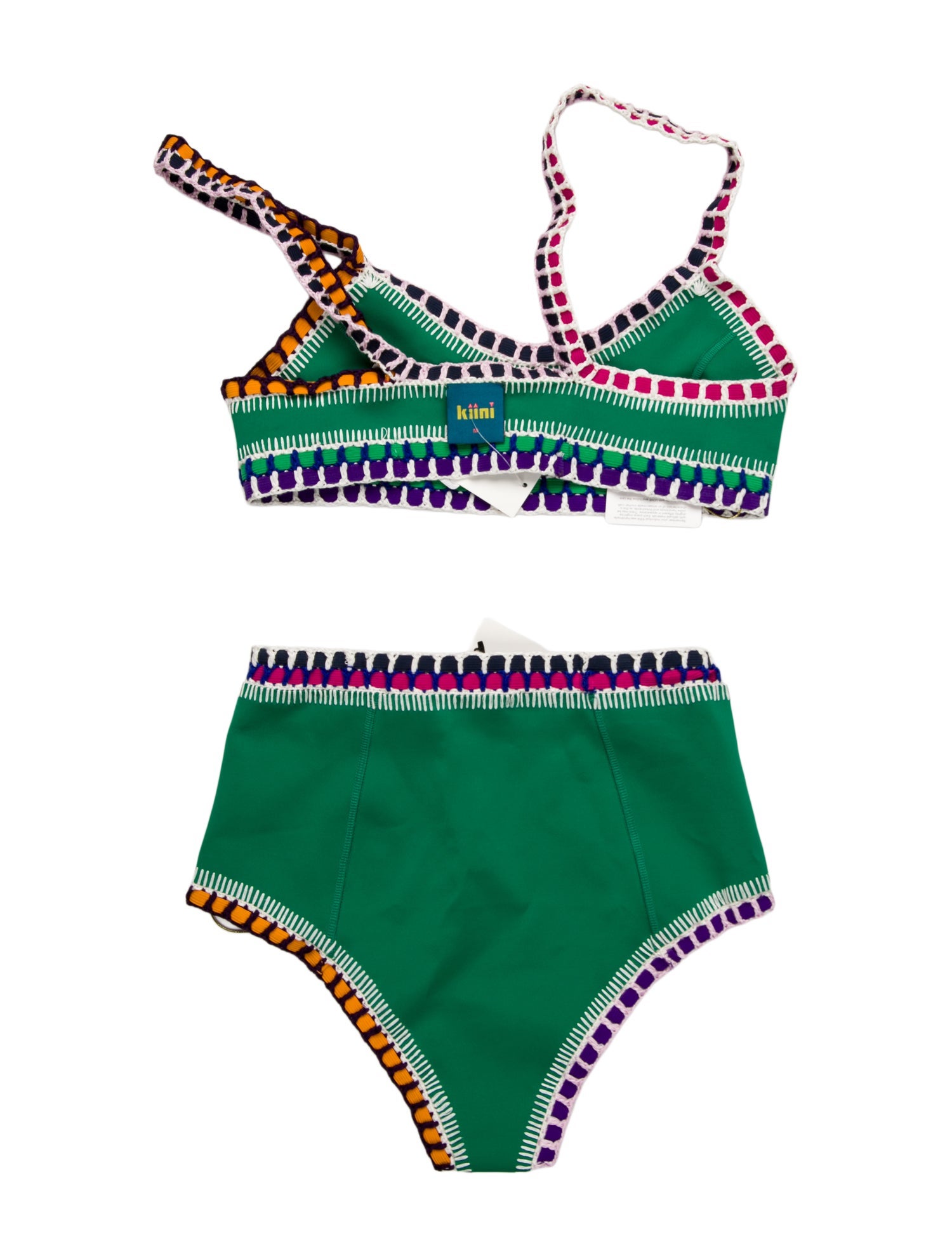 Kiini Striped Crochet Trim One-Piece w/ Tags