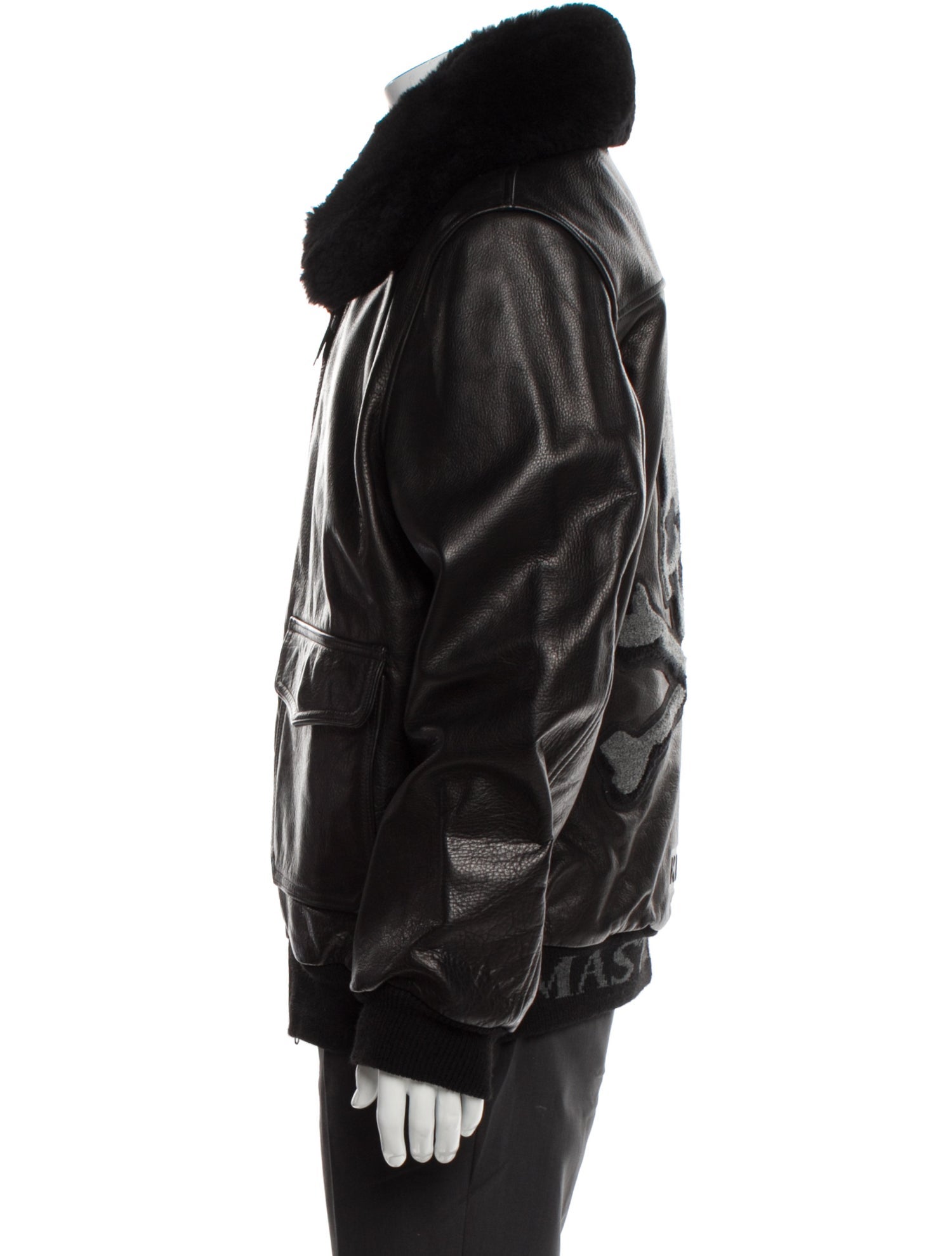 KITH x Mastermind World x Gold Bear Bomber Leather Moto Jacket