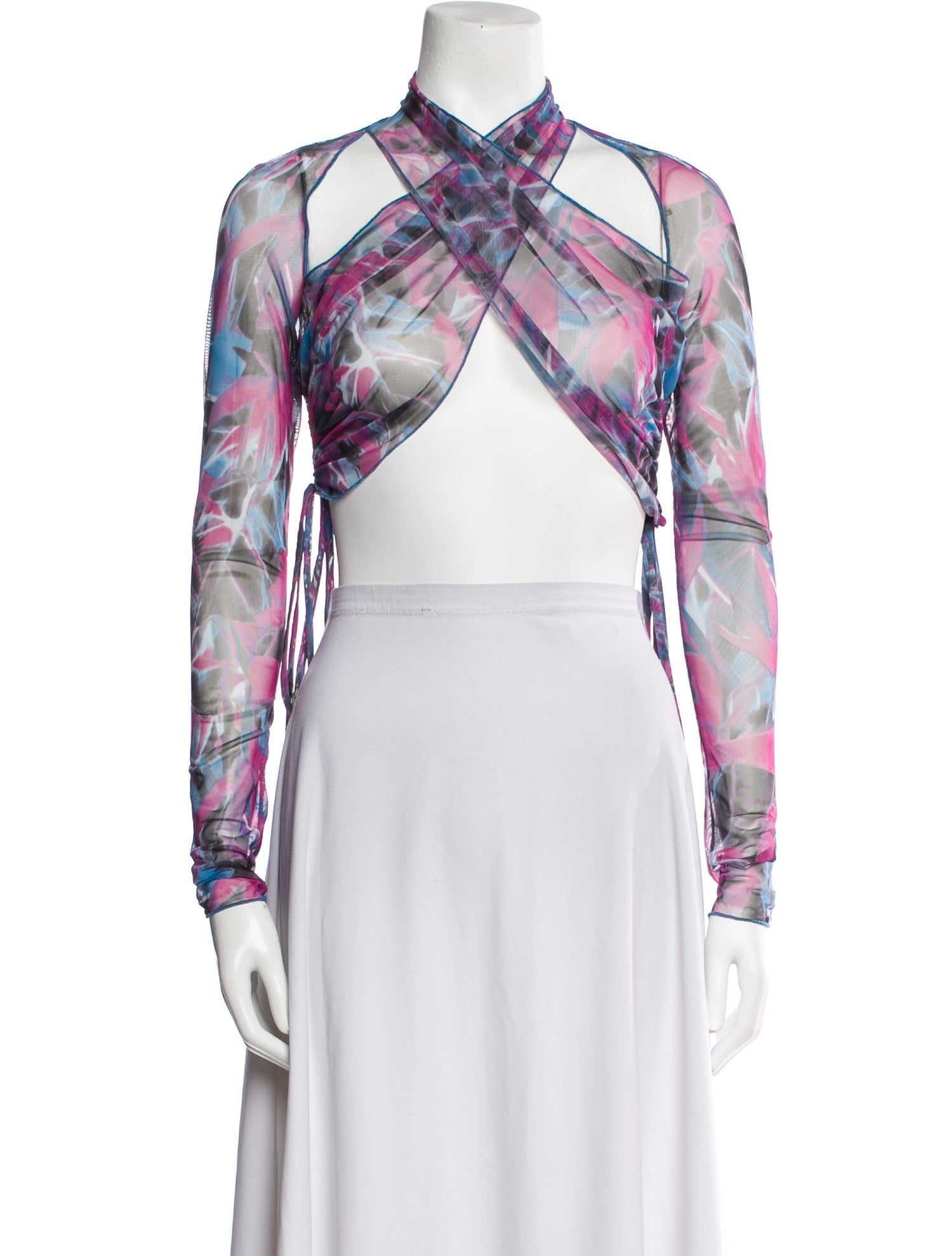 Kim Shui Printed Mock Neck Crop Top w/ Tags