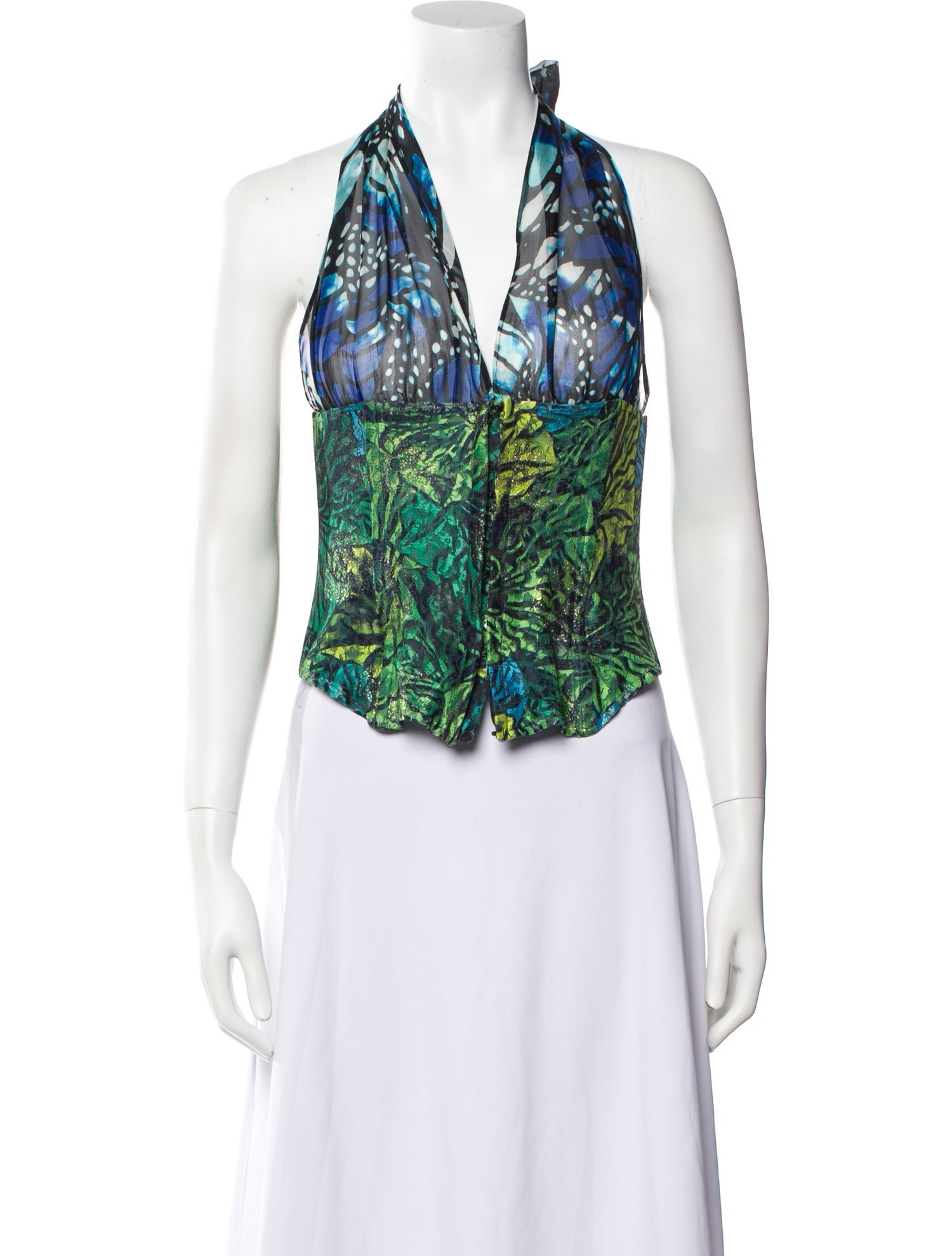 Kim Shui Printed V-Neck Crop Top