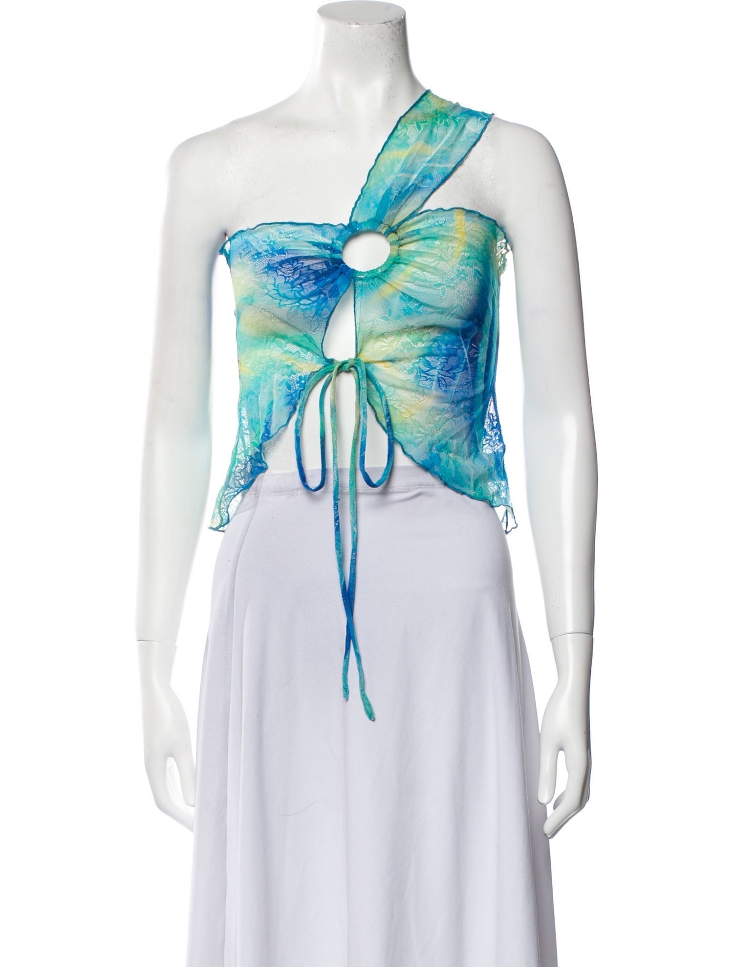 Kim Shui Printed One-Shoulder Crop Top