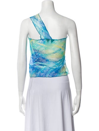 Kim Shui Printed One-Shoulder Crop Top