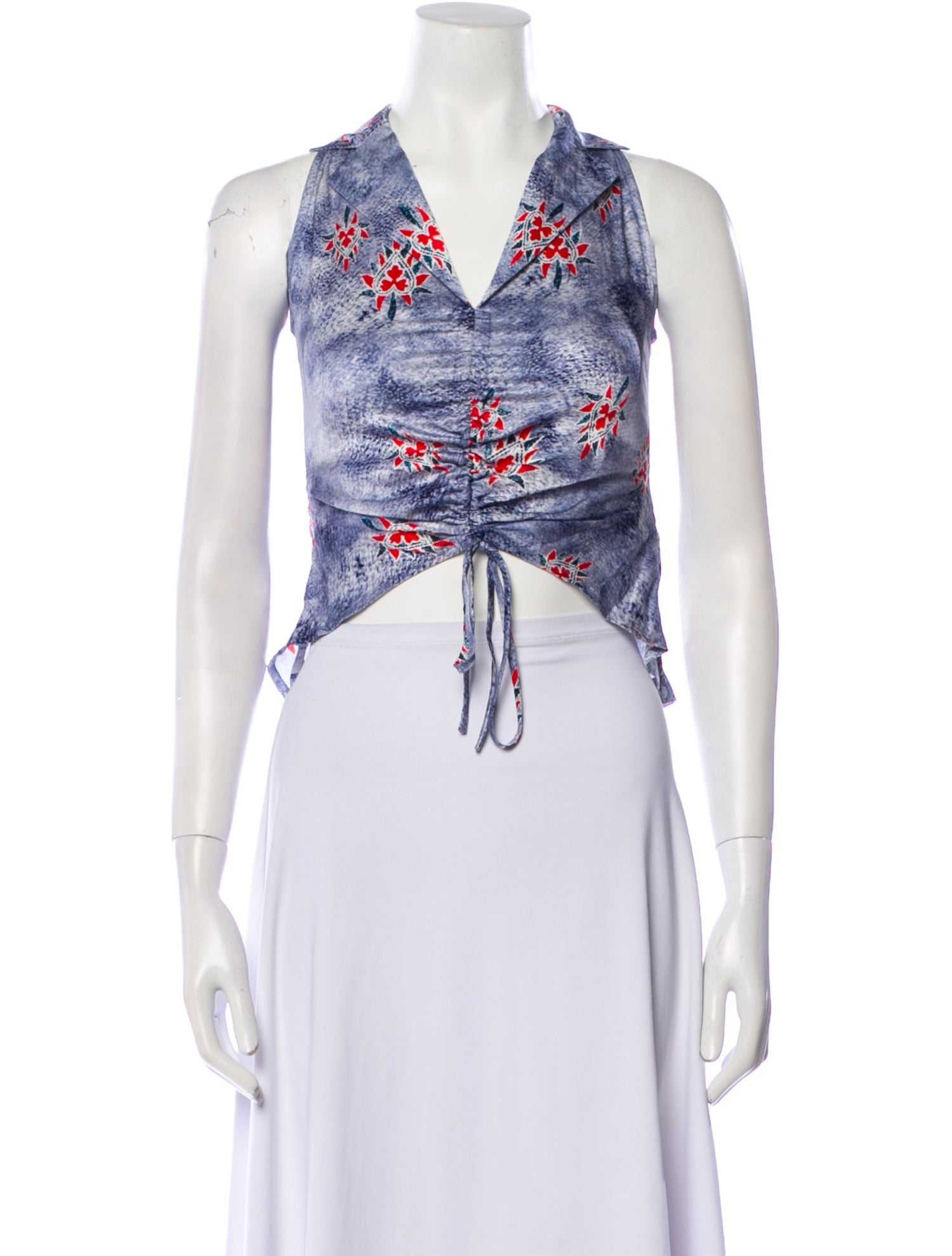 Kim Shui Silk Printed Crop Top w/ Tags