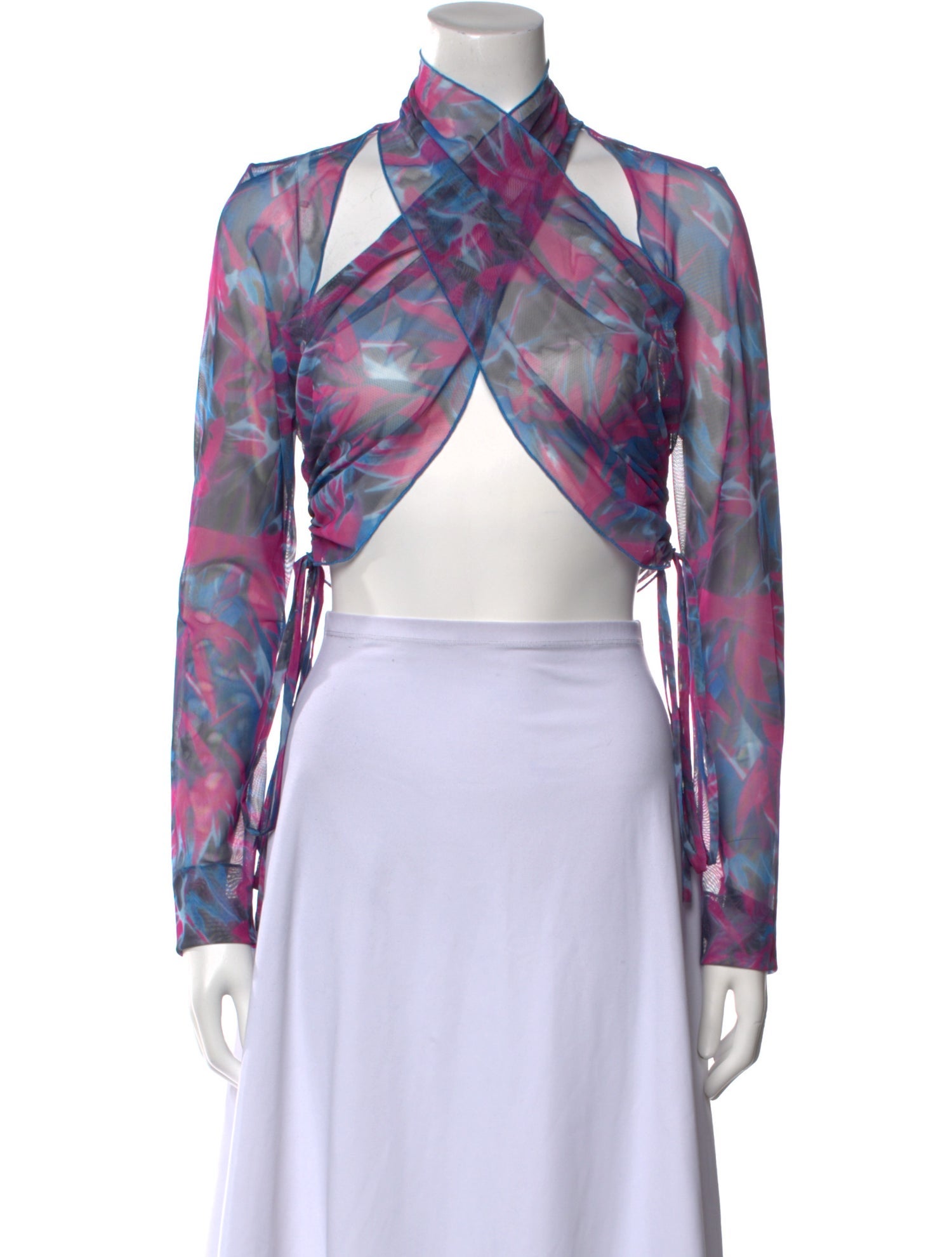 Kim Shui Printed Long Sleeve Crop Top w/ Tags