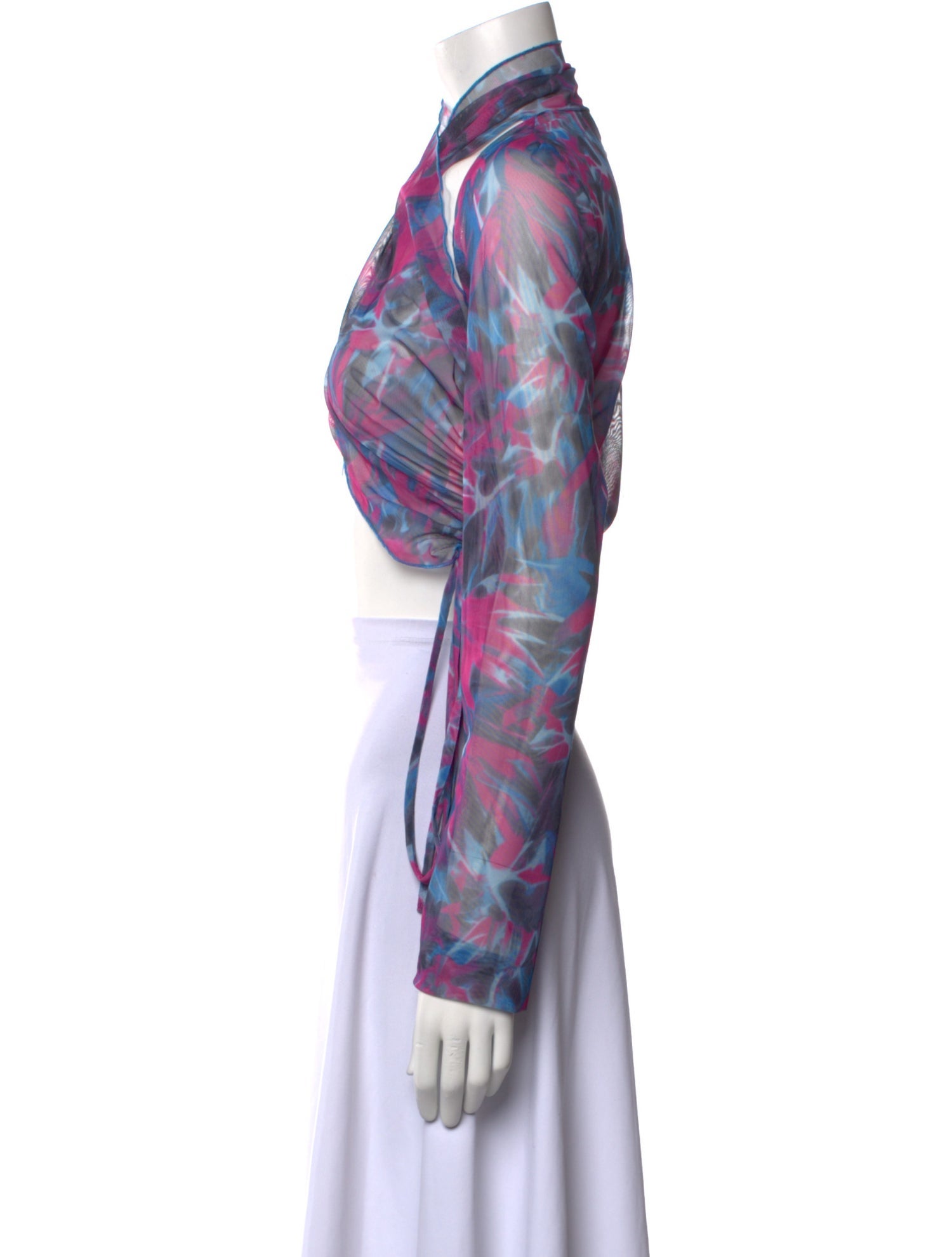 Kim Shui Printed Long Sleeve Crop Top w/ Tags