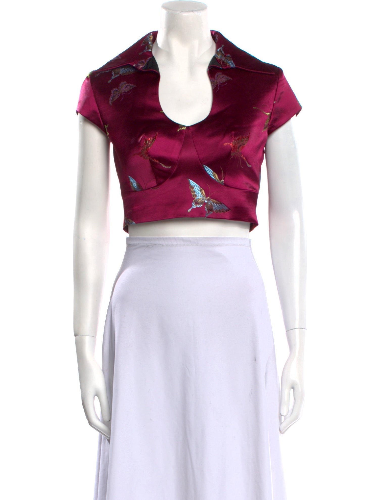 Kim Shui Printed V-Neck Crop Top