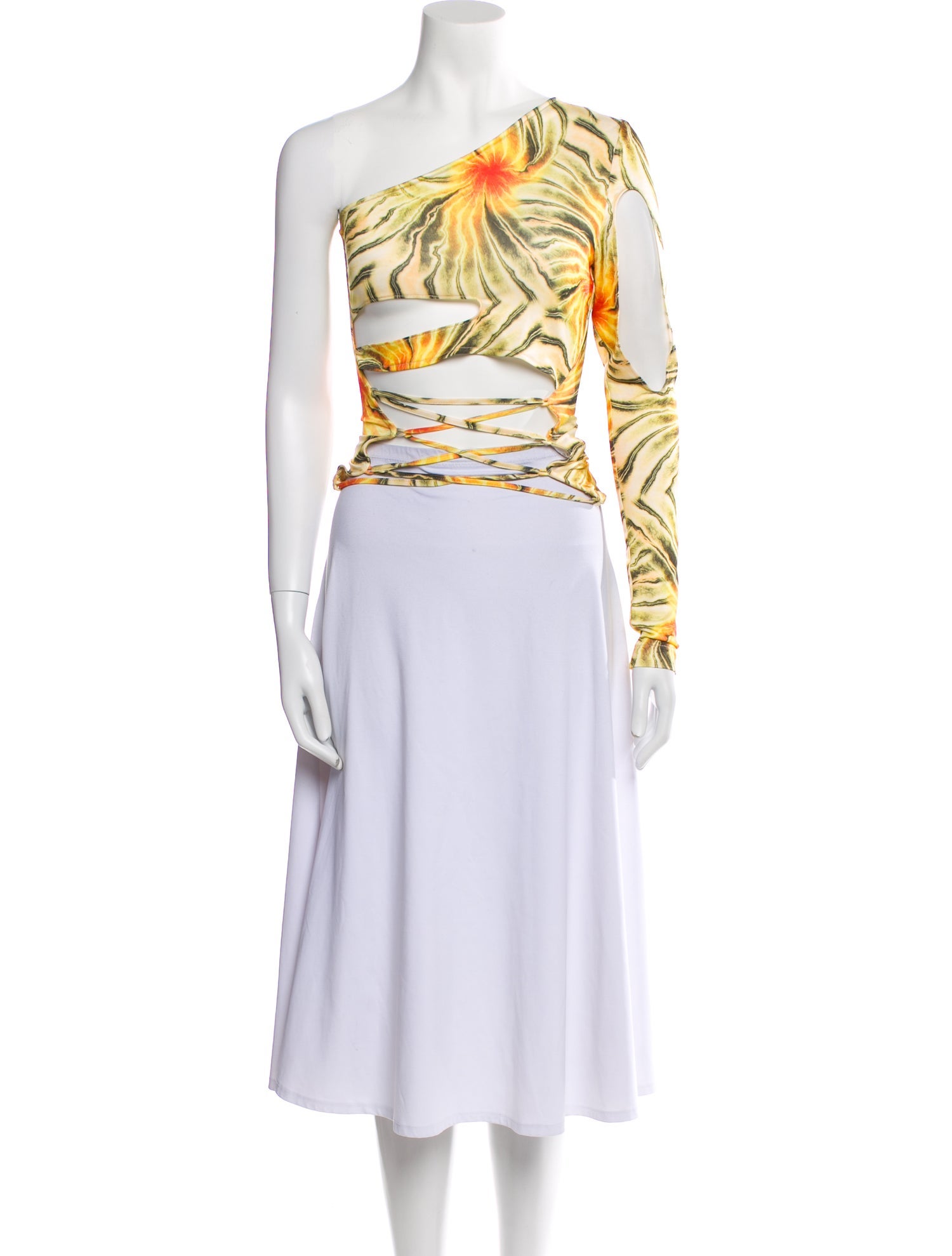 Kim Shui Striped One-Shoulder Crop Top