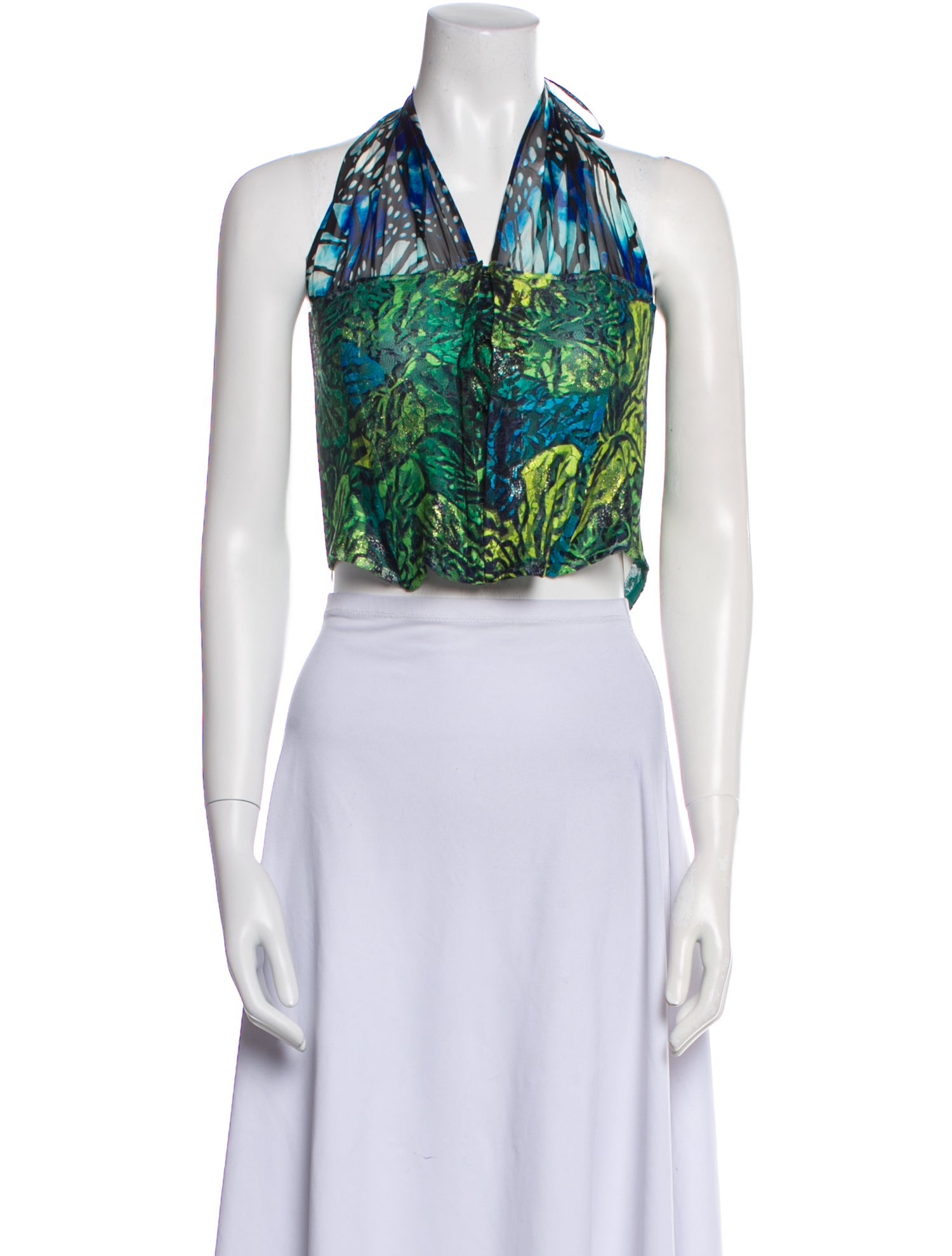 Kim Shui Printed Halterneck Crop Top