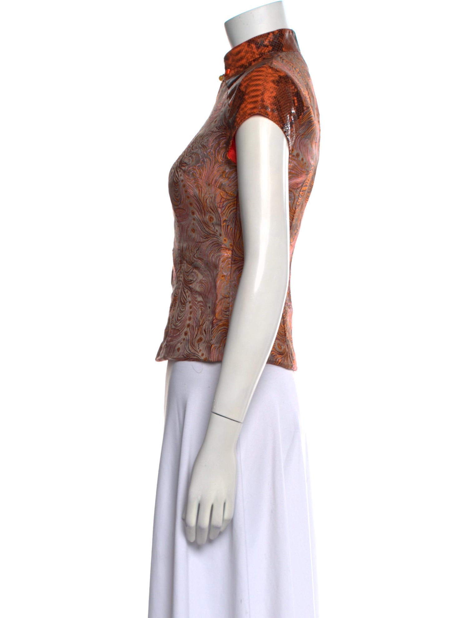 Kim Shui Paisley Print Mock Neck Crop Top