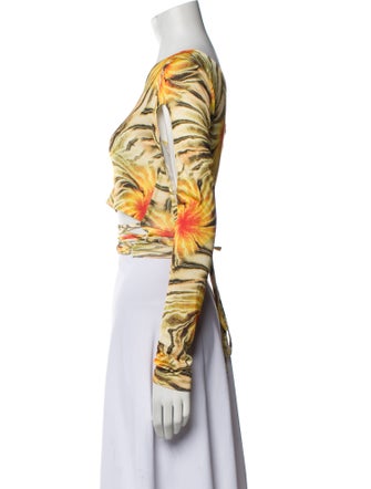 Kim Shui Printed One-Shoulder Crop Top