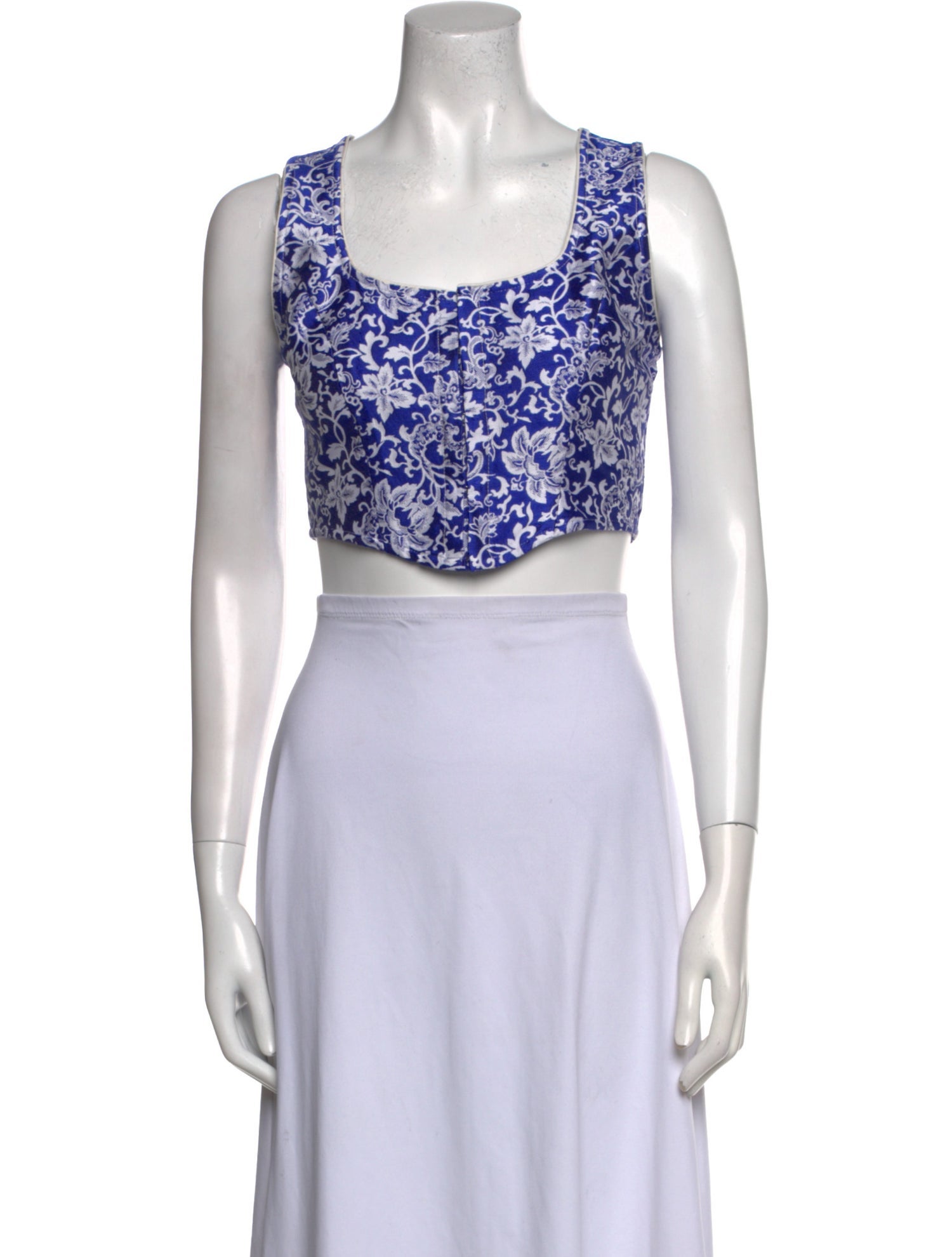 Kim Shui Floral Print Square Neckline Crop Top