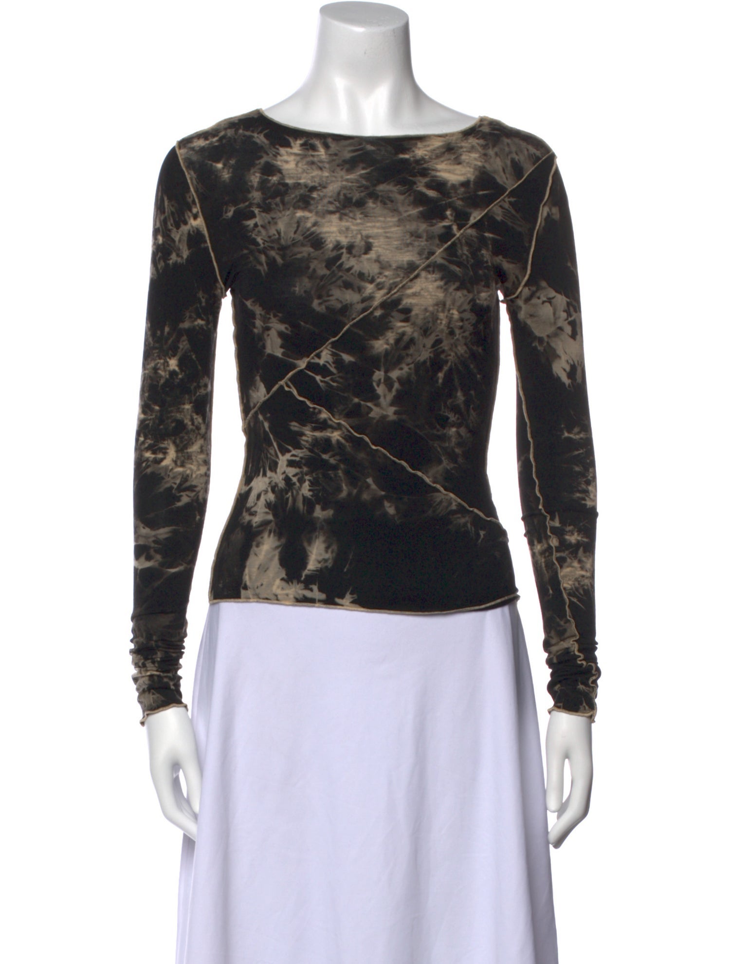 Kim Shui Tie-Dye Print Bateau Neckline Crop Top