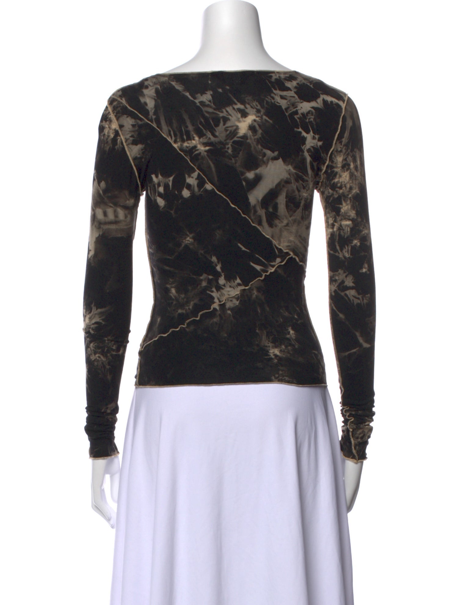 Kim Shui Tie-Dye Print Bateau Neckline Crop Top