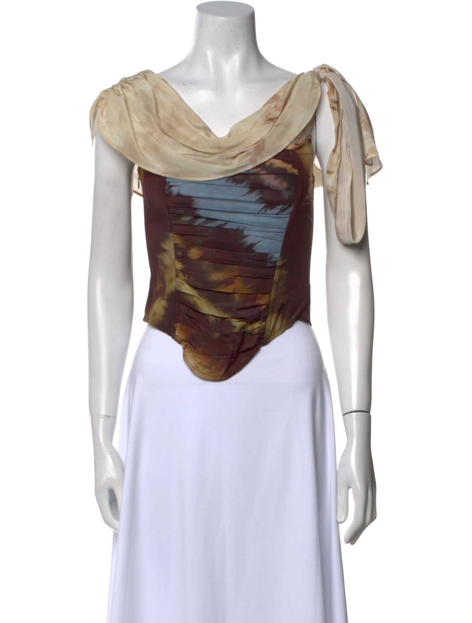 Kim Shui Printed Cowl Neck Crop Top w/ Tags