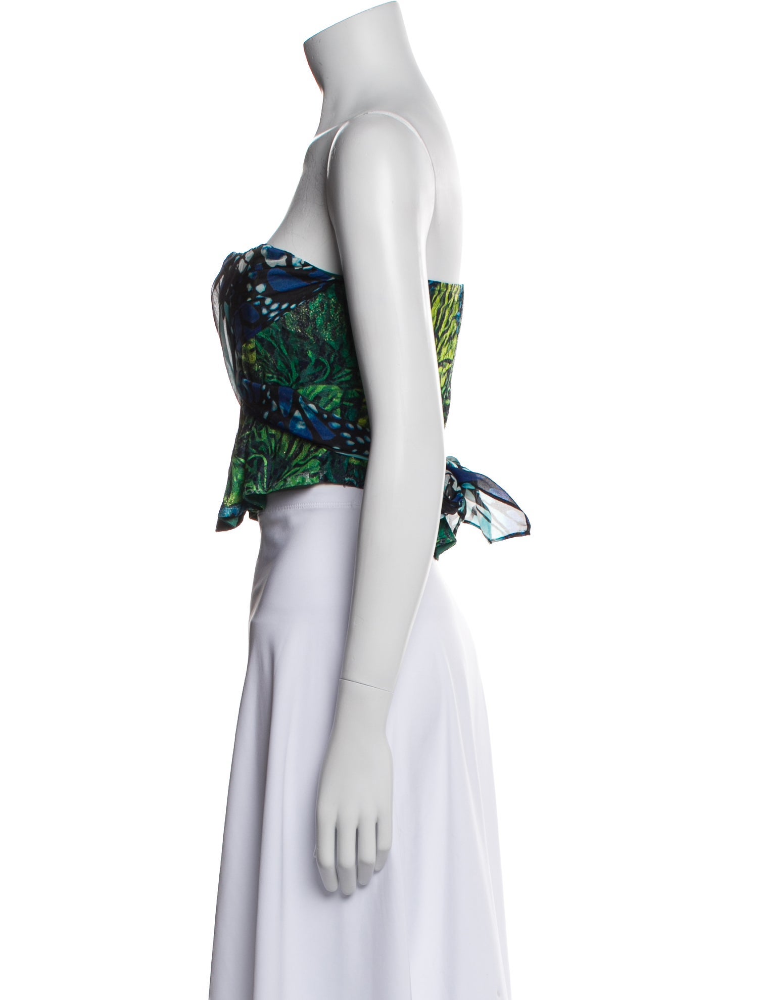 Kim Shui Printed Strapless Crop Top