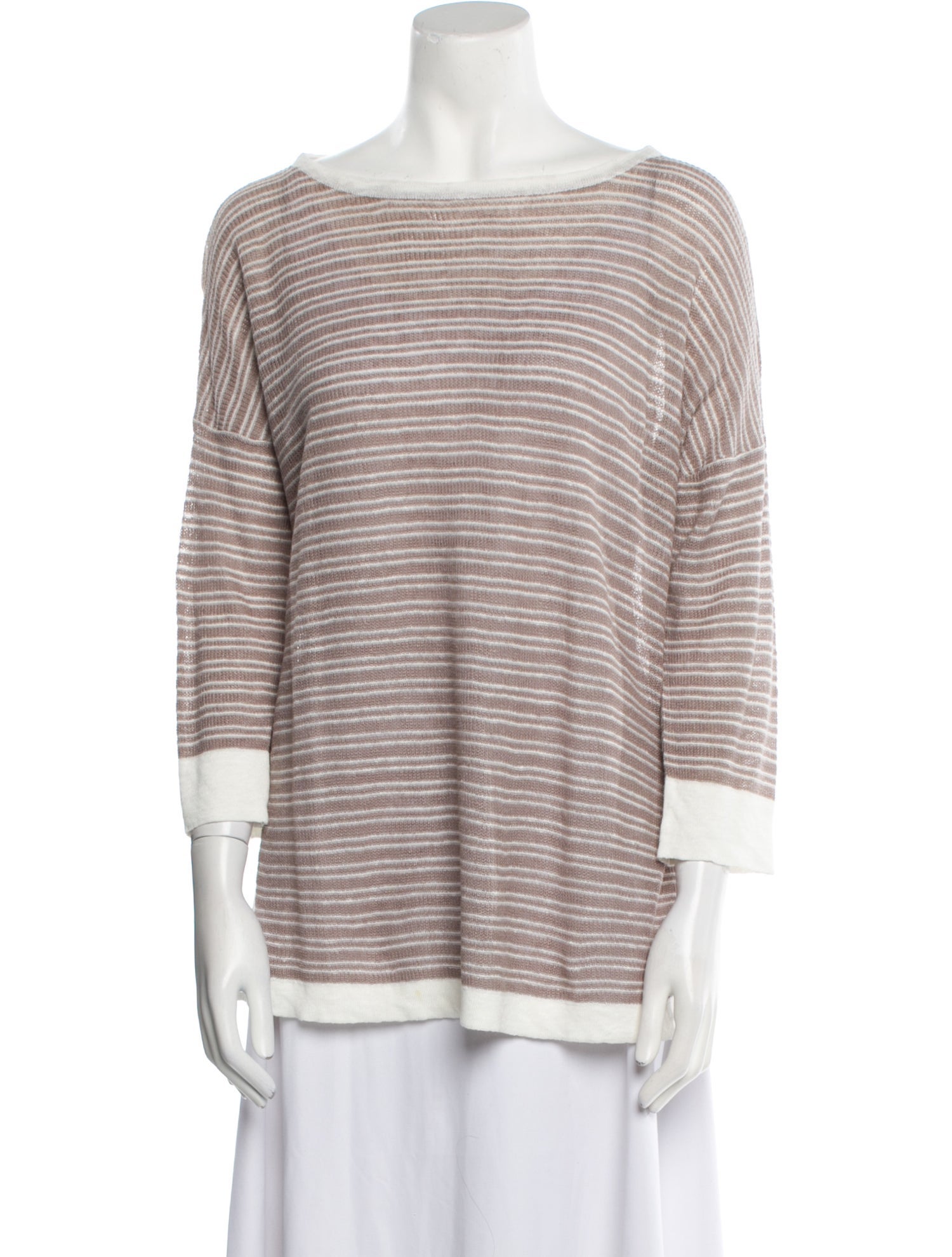 Kinross Cashmere Linen Striped Sweater w/ Tags