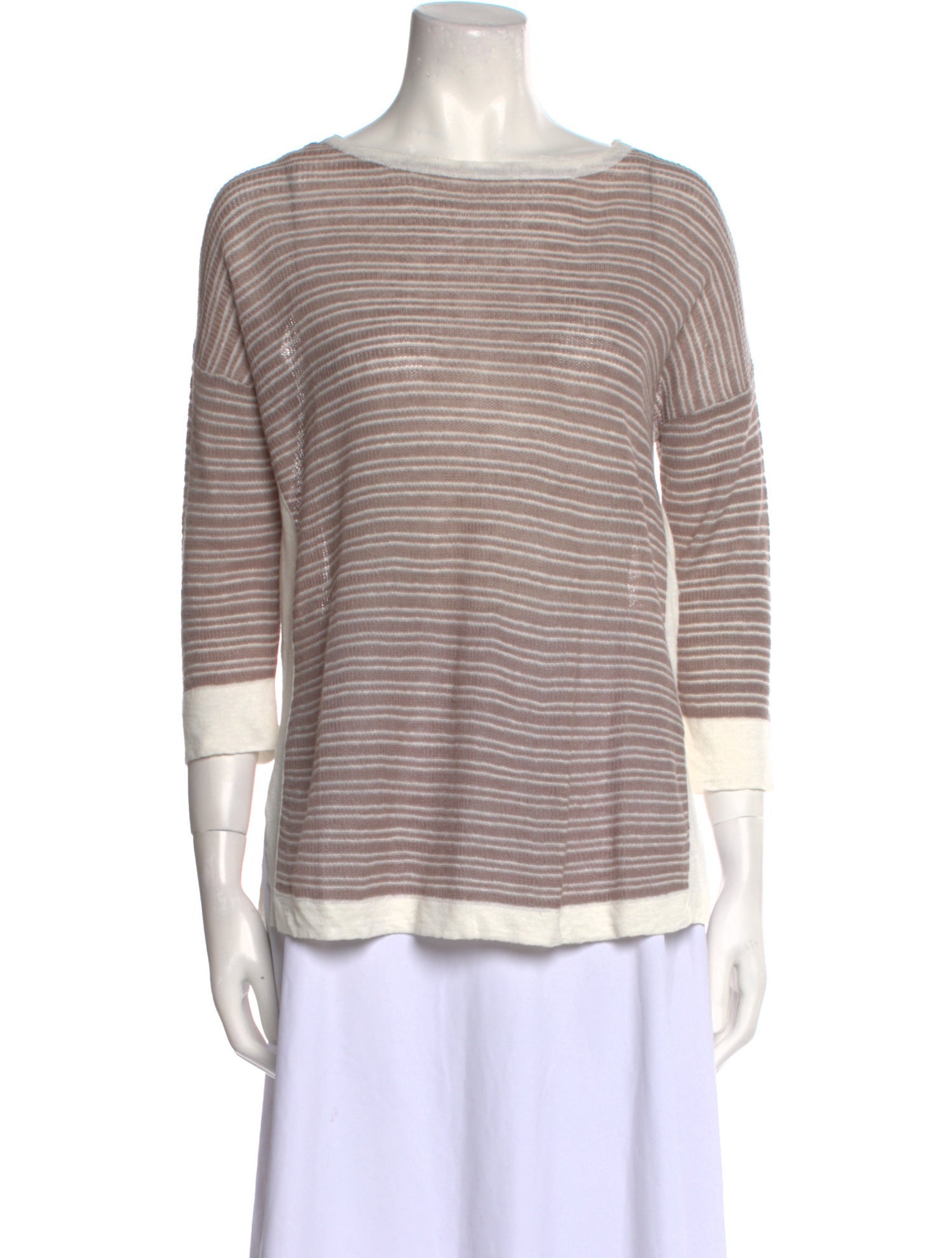 Kinross Cashmere Linen Striped Sweater w/ Tags
