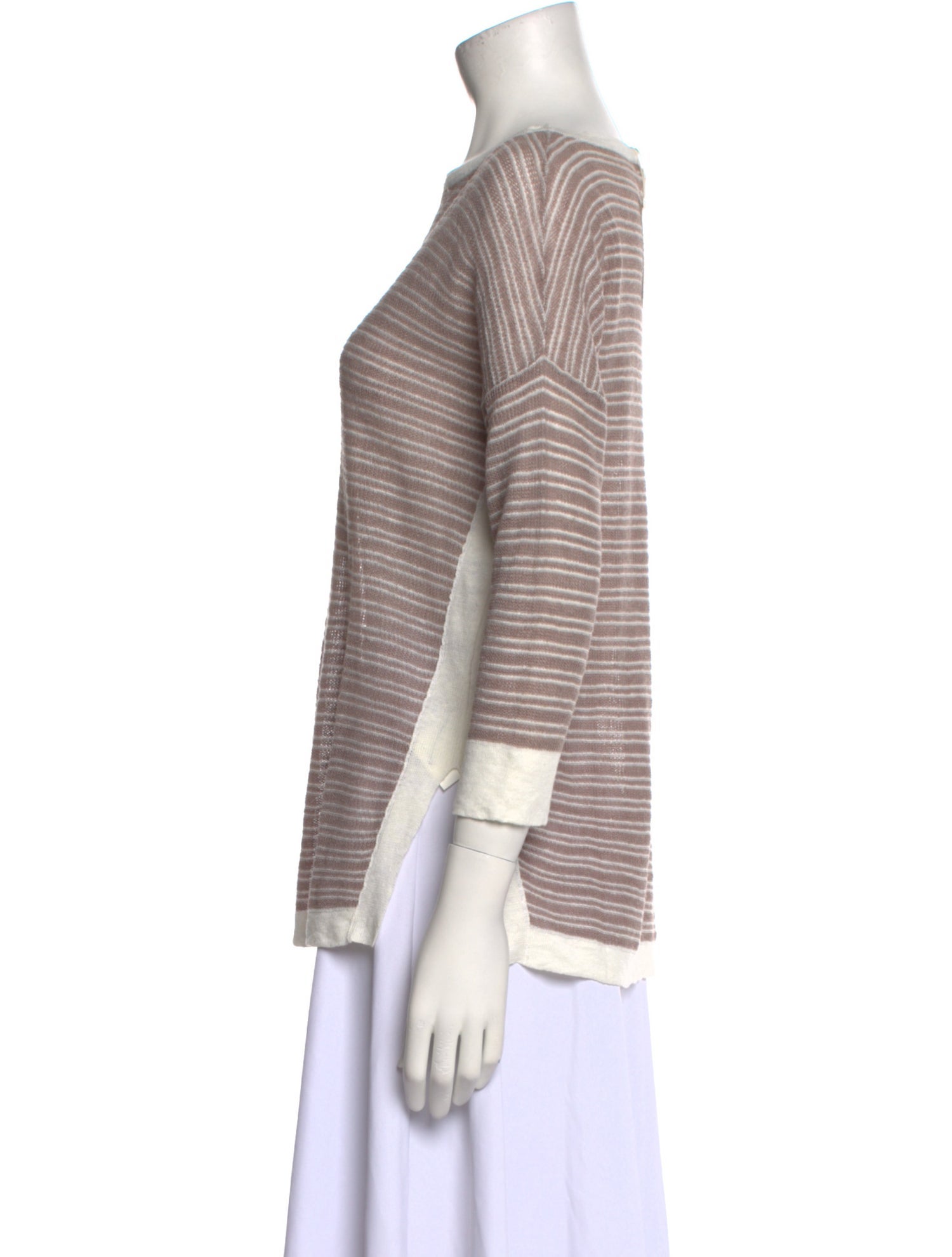 Kinross Cashmere Linen Striped Sweater w/ Tags