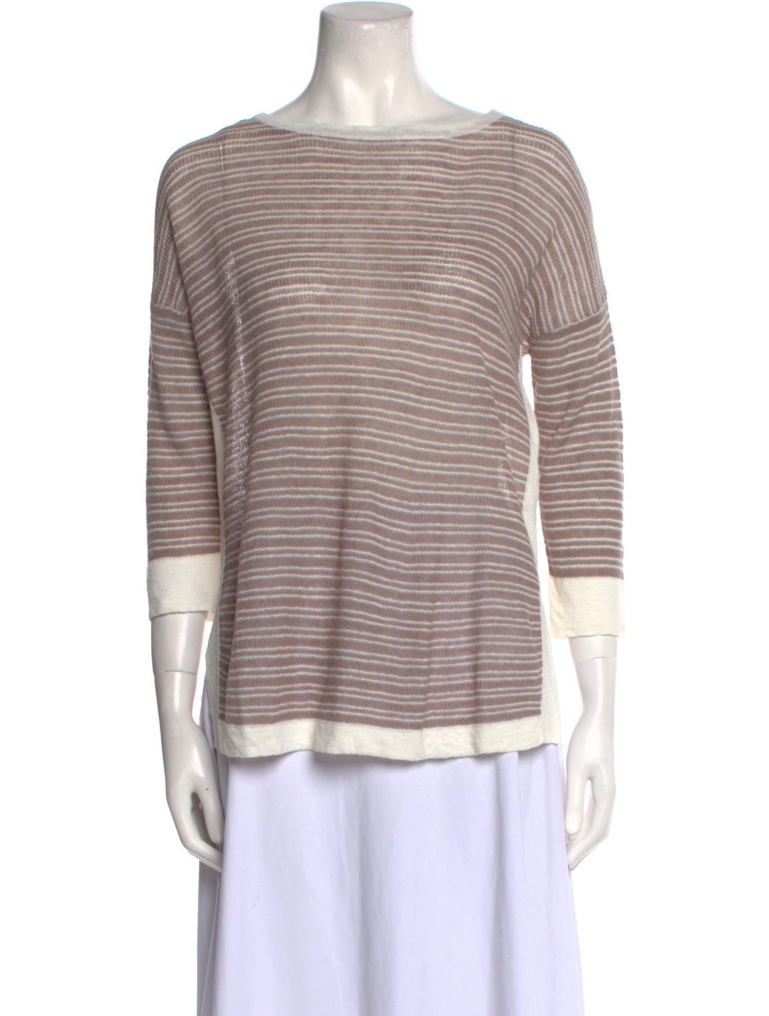 Kinross Cashmere Linen Striped Sweater w/ Tags