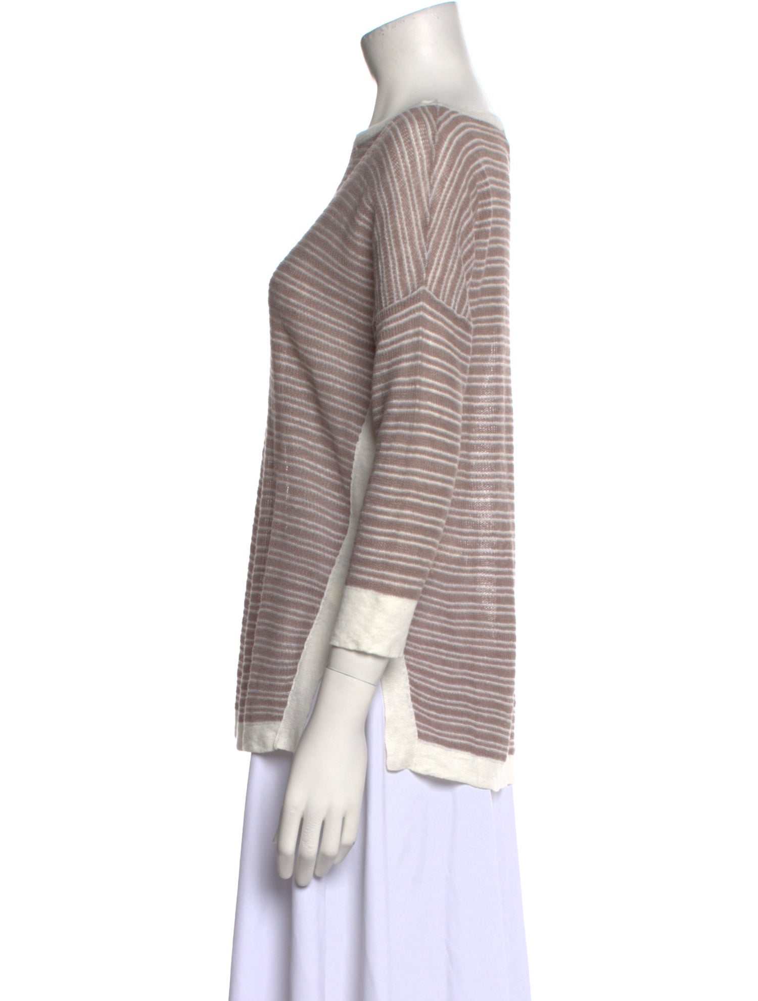 Kinross Cashmere Linen Striped Sweater w/ Tags
