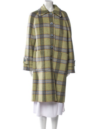 Kinross Cashmere Wool Plaid Print Peacoat