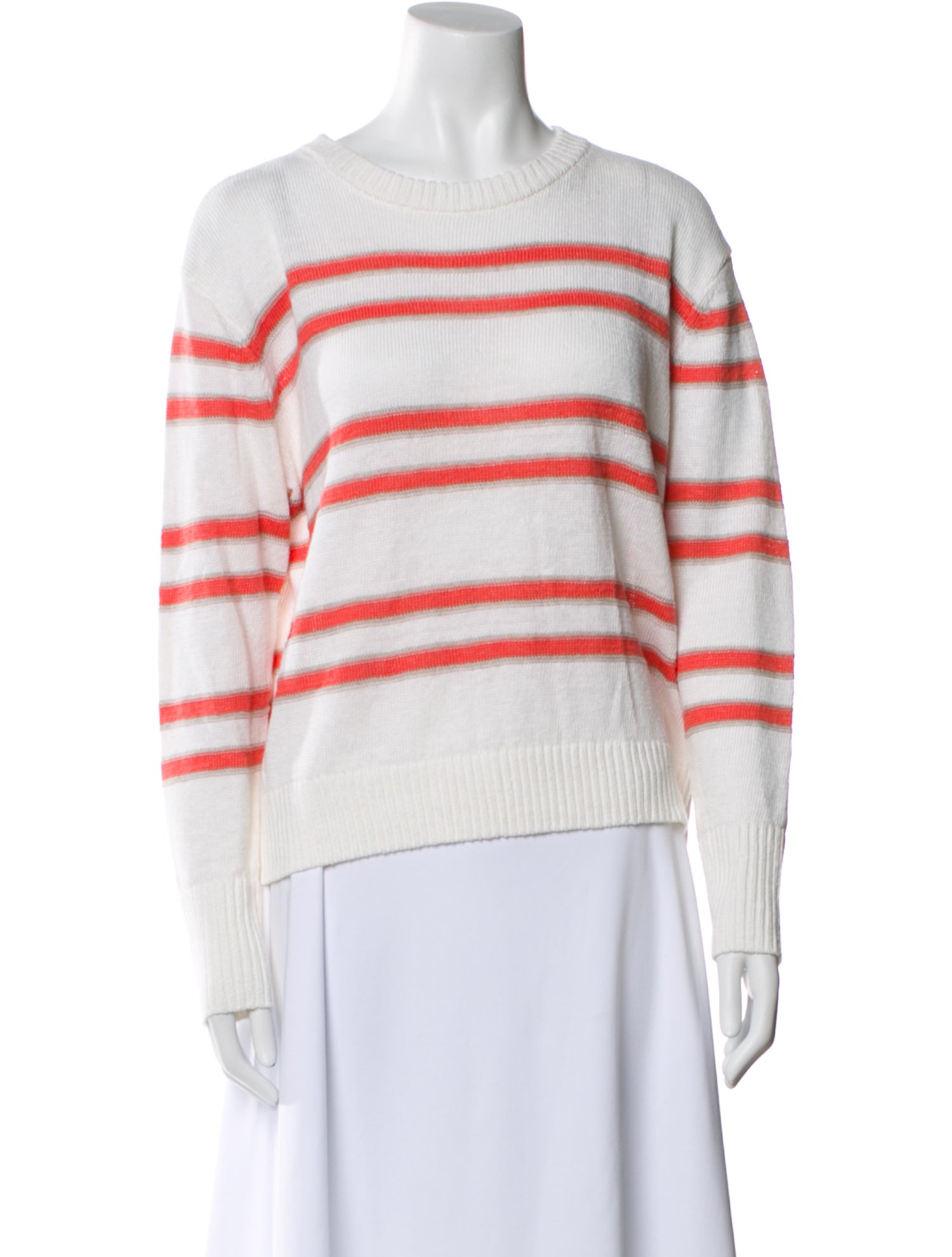 Kinross Cashmere Linen Striped Sweater