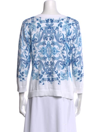 Kinross Cashmere Paisley Print V-Neck Sweater